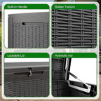 120 Gallon Outdoor Deck Box, Lockable Waterproof Outdoor Storage Boxes - Image 4