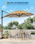 GarveeLife 10FT Patio Umbrella Outdoor Large Cantilever Umbrella Market Sun - Image 2