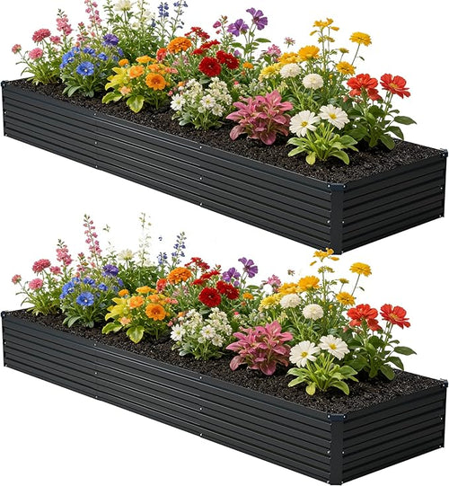 10x2x1 ft Galvanized Raised Garden Bed, Outdoor Planter Box Metal Patio Kit by Zunatu