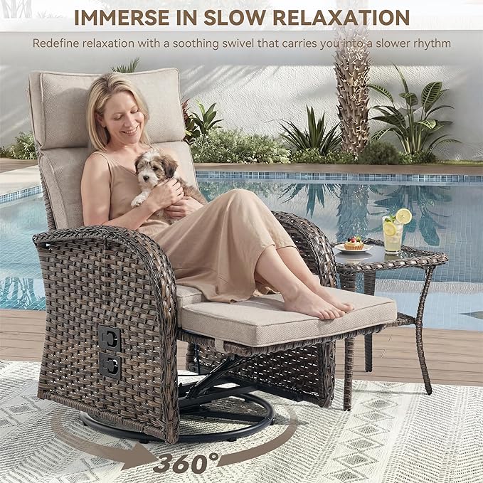 Zero Gravity Patio Swivel Rocking Recliner Chair - Image 4