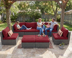 NICESOUL 8 Piece Modern Patio Couch Set, 29.3'' High Back Oversized Wicker - Image 9