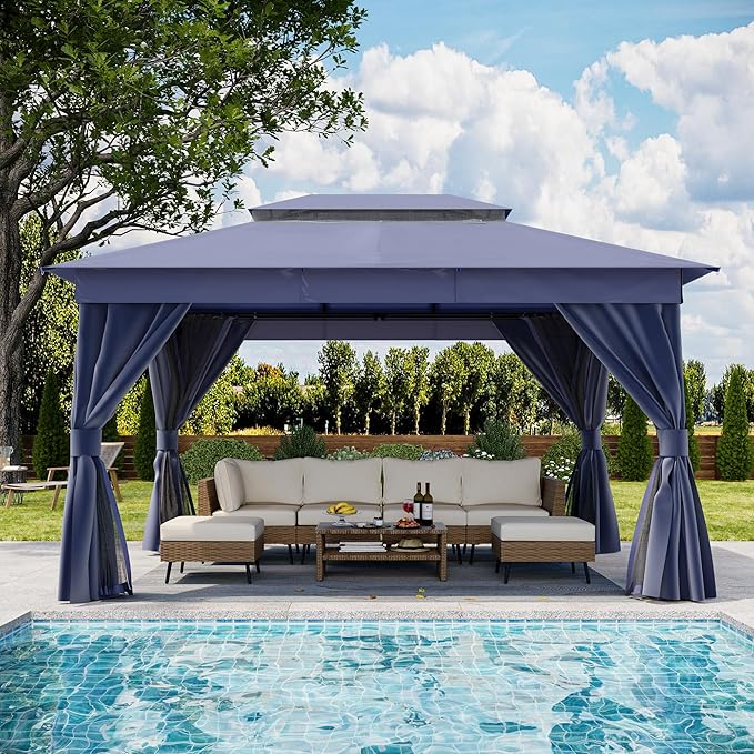 LAUSAINT HOME Semi-Permanent Outdoor Patio Gazebo 10'x13', Heavy Duty Party - Image 10