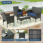 Kullavik 4 Pieces Outdoor Patio Furniture Set, PE Wicker Rattan Chairs Garden - Image 2