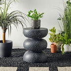 Glitzhome Outdoor Side Table, Heavy Duty Indoor Outdoor Round Planter Stand - Image 4