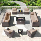 Kullavik 13 Pieces Outdoor Patio Furniture Set, PE Wicker Rattan Sectional Sofa by KULLAVIK