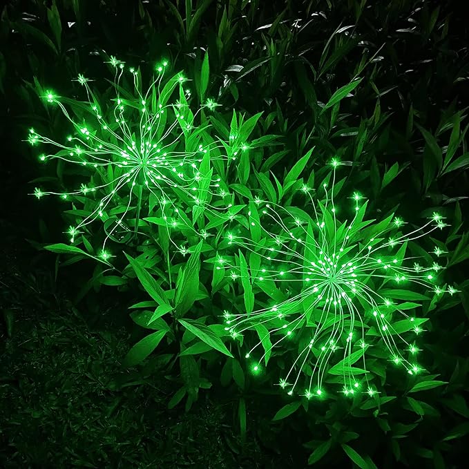 JJGoo Solar Firework Lights, 2 Pack 120 LEDs 2 Lighting Modes Solar Garden - Image 3