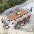 Grand patio 9-Piece Outdoor Dining Set, 8 Leather-Look Wicker Swivel Patio by GrandPatio