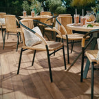 EMMA + OLIVER Set of 2 Modern Rattan Indoor/Outdoor Stack Chairs, Stacking - Image 4