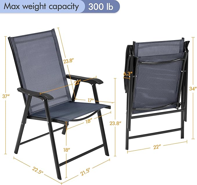 Yaheetech Patio Dining Chairs Set of 2, Portable Dining Chairs - Image 3