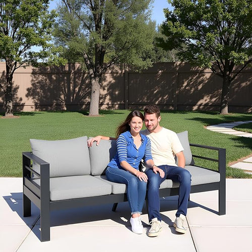 3-Seater All-Weather Iron Patio Sofa - Image 2