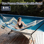 Two Person Hammock with Stand for Outside Heavy Duty, Outdoor Patio Hammock - Image 2