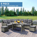 6-Piece Patio Furniture Set, Outdoor Sectional Sofa - Image 5