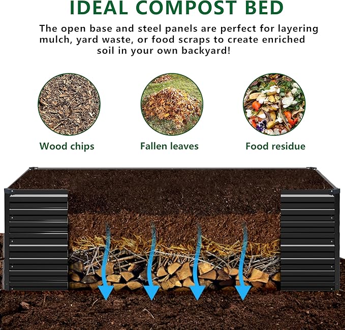 8x4x2FT Galvanized Raised Garden Bed Kit, Vegetable Plant Boxes-Rectangle Metal - Image 3