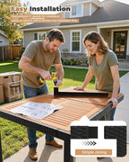 Flamaker 7 Piece Patio Dining Set Outdoor Acacia Wood Table and Chairs - Image 4