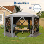 13x13FT 6-Sided Pop Up Gazebo Tent，One-Push Setup Canopy Tent - Image 6