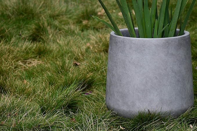 Kante 15.3" Dia Round Concrete Planter, Outdoor Indoor Large Plant Pots - Image 13