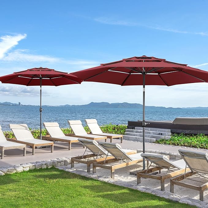 Yaheetech 3 Tier Patio Umbrella 10ft Vented Outdoor Large Market Table Umbrella - Image 2