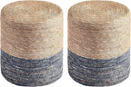 Wimarsbon Round Pouf Ottomans, Handwoven Natural Water Hyacinth Seagrass Pouffe by Wimarsbon