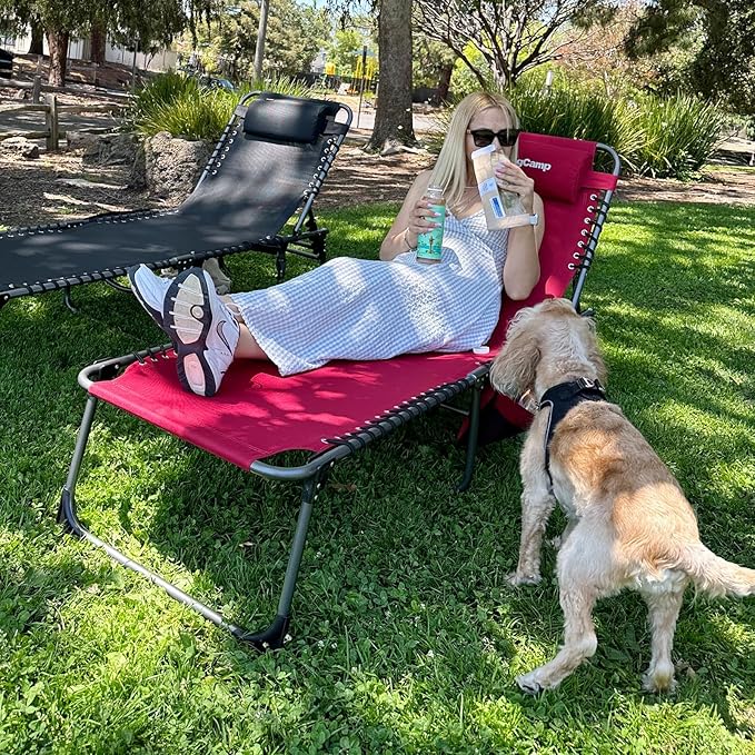 KingCamp 2 Pack Lounge Chair Outdoor, Folding Portable Tanning Chairs Comfy - Image 2