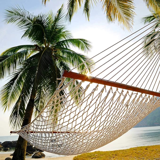 Castaway Living 13 ft. Double Traditional Hand Woven Cotton Rope Hammock – - Image 4