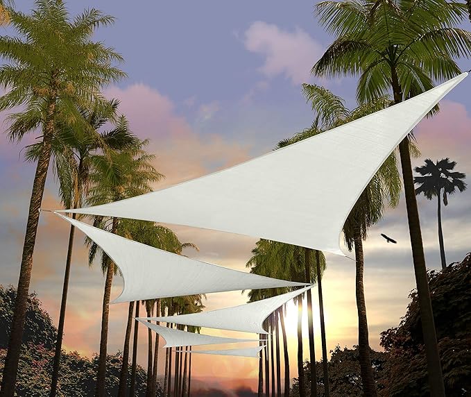 Amgo 24' x 24' x 24' White Triangle Sun Shade Sail UPF50+ Canopy Awning AGSLT by Amgo