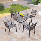 PHI VILLA 37 Inch Outdoor Dining Table Metal Steel Slat Square Patio Dining - Image 2