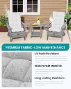 SERWALL HDPE Outdoor Rocking Chair Cushion Set of 4, Memory Foam Cushion - Image 6