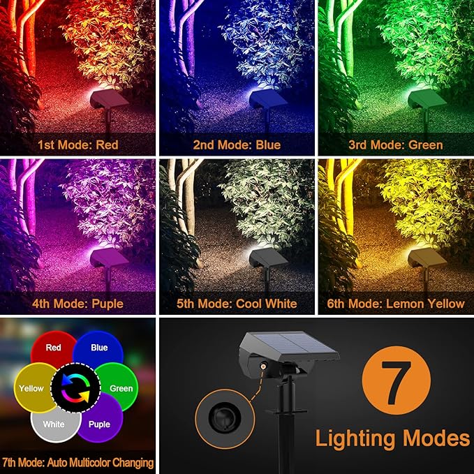 Solar Spot Lights Outdoor Color Changing, Christmas IP65 Waterproof Landscape - Image 4