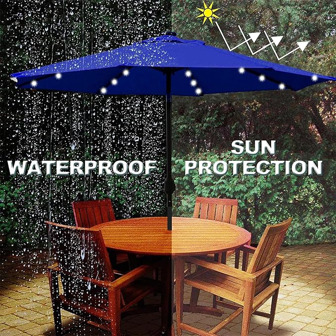 Blissun 9 ft Solar Umbrella 32 LED Lighted Patio Umbrella Table Market Umbrella - Image 4