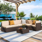 Pamapic Patio Furniture Set, 7 Pieces Modular Outdoor Sectional, Patio - Image 2