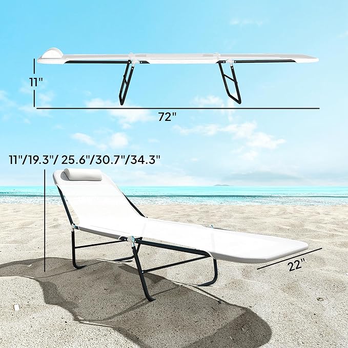 Outsunny Folding Chaise Lounge Chair, Pool Sun Tanning Chair, Outdoor Lounge - Image 3