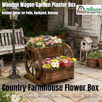 NestNature Wooden Wagon Planter Box, Raised Garden Bed, Decorative Garden - Image 2
