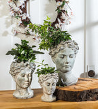 Abbott Collection Goddess Head Planter – Small Cement Indoor and Outdoor - Image 7