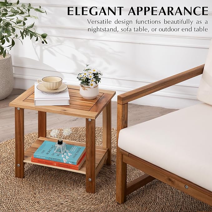 Double Adirondack Side Table, Weather-Resistant Rectangular End Table - Image 8