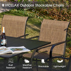 VICLLAX Patio Table and Chair Set of 8, All Weather Metal Round Outdoor Dining - Image 4