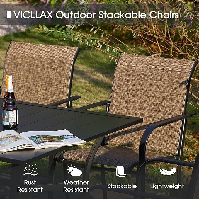 VICLLAX Large Patio Dining Furniture Set, Outdoor Dining Set - Image 4