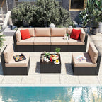 Vongrasig 7 Pieces Patio Furniture Sets, Outdoor Patio Conversation Set PE by Vongrasig