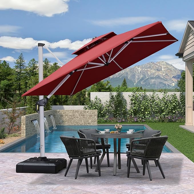 PURPLE LEAF Patio Umbrella 9ft Outdoor Square Umbrella Large Cantilever - Image 2