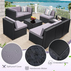 8-Piece Patio Furniture Set, Outdoor Wicker Rattan Sectional - Image 5