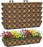 Y&M 30 Inch Window Deck with Coco Liner, Fence Metal Hanging Flower Planter by YM
