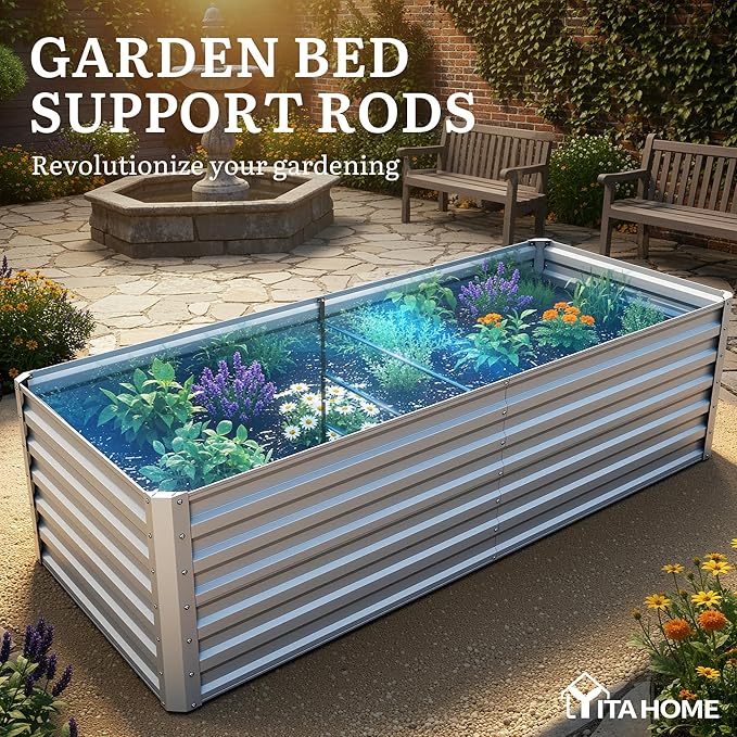 YITAHOME 6x3x2ft Large Raised Garden Bed Kit, Galvanized Metal Planter Box - Image 7