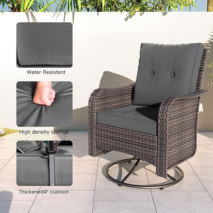 Kullavik 13 Pieces Outdoor Patio Furniture Set, PE Wicker Rattan Sectional Sofa - Image 8