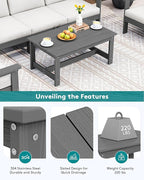 SERWALL HDPE Patio Coffee Table, Rectangle Outdoor Coffee Table, All-Weather - Image 7