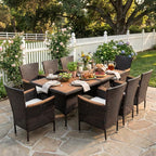 Wisteria Lane 10-Pieces Outdoor Patio Table and Chairs, Rattan Patio Table Set by WisteriaLane