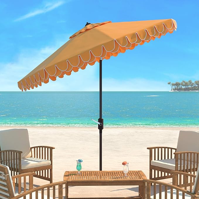 SAFAVIEH 9ft Outdoor Patio Umbrella, Auto Crank Tilt, UV Resistant - Image 2