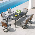 Grand patio 7-Piece Outdoor Dining Set, 6 Leather-Look Wicker Swivel Patio by GrandPatio