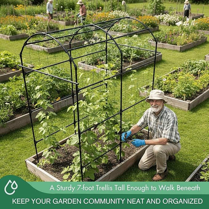 Garden Trellis Arch 7FT PP-Coated Stainless Steel Metal Extra Tall Cucumber - Image 2