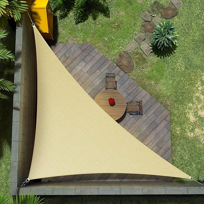 Amgo Custom Size 14' x 23' x 26.9' Beige Right Triangle Sun Shade Sail UPF50+ by Amgo