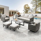 Belord 7 PCS Outdoor Furniture Set, Mixed Grey Wicker, Includes Swivel Rocker by Belord