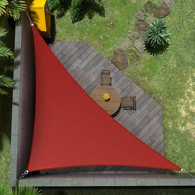 Amgo Custom Size 14' x 16' x 21.3' Red Right Triangle Sun Shade Sail UPF50+ by Amgo